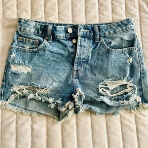 Blue Distressed Jean Shorts